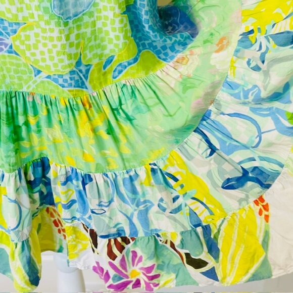 Jams World Hattie Dress Ruffle Tiered Babydoll Pacific Breeze Multicolor XS - Picture 4 of 9